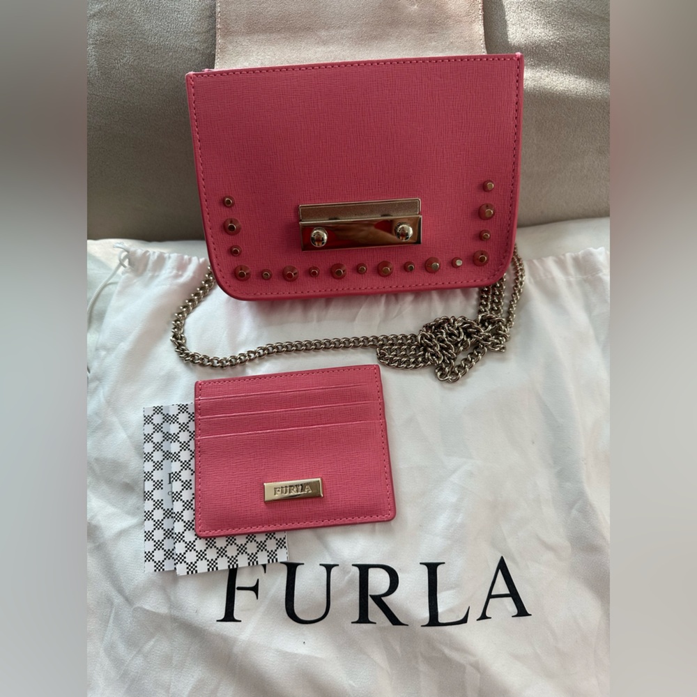 Furla Pink Mini Bag with Gold Studs - Picture 2 of 8
